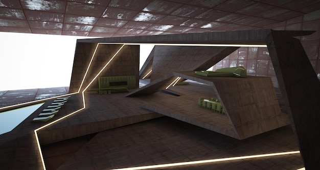 abstract architectural concrete rusted metal modern villa sea with swimming pool 689904 97314